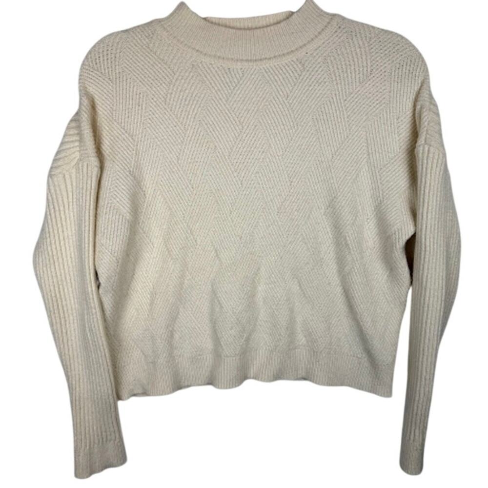 RAYA‎ Ivory Knit Sweater Women’s Small Textured Crewneck Cozy Pullover
